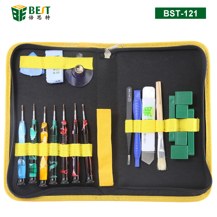 BST-121 17 in 1 Hand Open Pry Tools Set Screwdriver Cell Phone Repair Tool Kit with Case