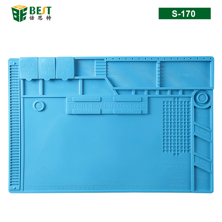 BST-S-170 Heat Insulation Silicone Welding Pad Mat Desk Maintenance Platform With Magnetic