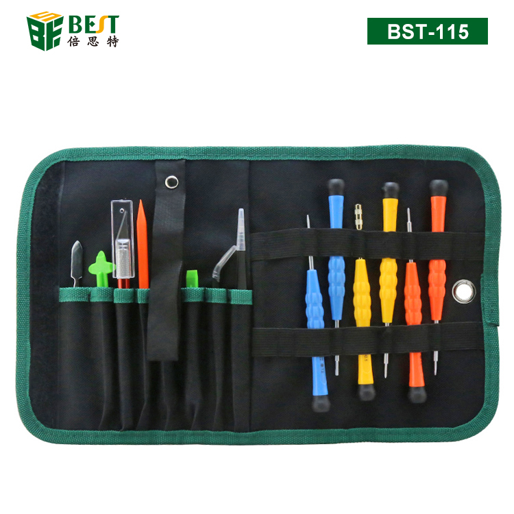 BST-115 Mobile Phone Repairing hand tools set repair kits with tweezers screwdrivers pry tools 14pcs